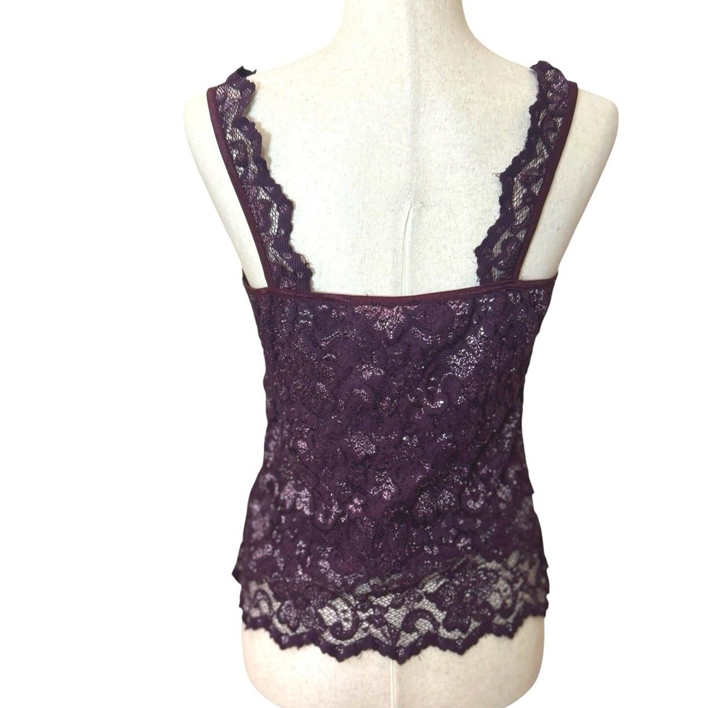 Vtg Cache Purple Square Neck Top Sheer Lace Overlay Size Medium Fairy Whimsigoth - Picture 8 of 8